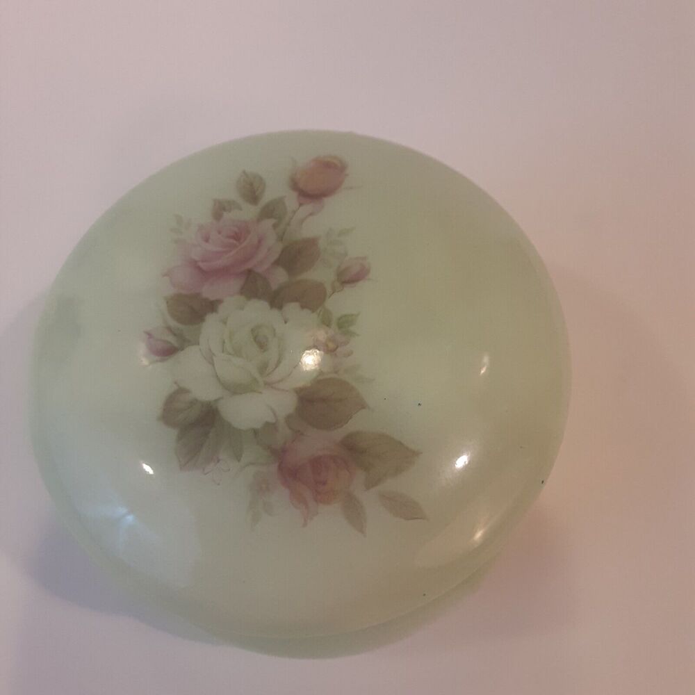 Vintage Italian Genuine Alabaster Trinket Box Roses Beautiful Hand Carved